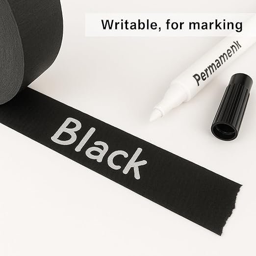 3 Pack Black Painters Tape - Masking Tape 0.25 Inch Wide - Multi-Surface, Smart Adhesion, Indoor & Outdoor - 270FT Total - Paint Tape for DIY, Labeling, Art, Car, General Purpose (#3910)