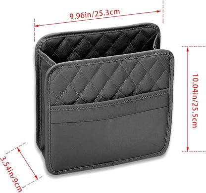 Car Seat Organizer Backseat with Storage Pockets, PU Leather Vehicle Backseat Hanging Storage Pocket, Multipurpose Automotive Travel Essentials Accessories, Universal for Most Cars (Black)
