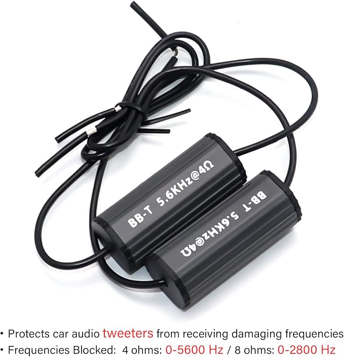 Recoil BB-T Bass Blocks Designed to Protect Car Audio Tweeters, Eliminate Frequencies 0-5.6kHz at 4Ohms, Pair