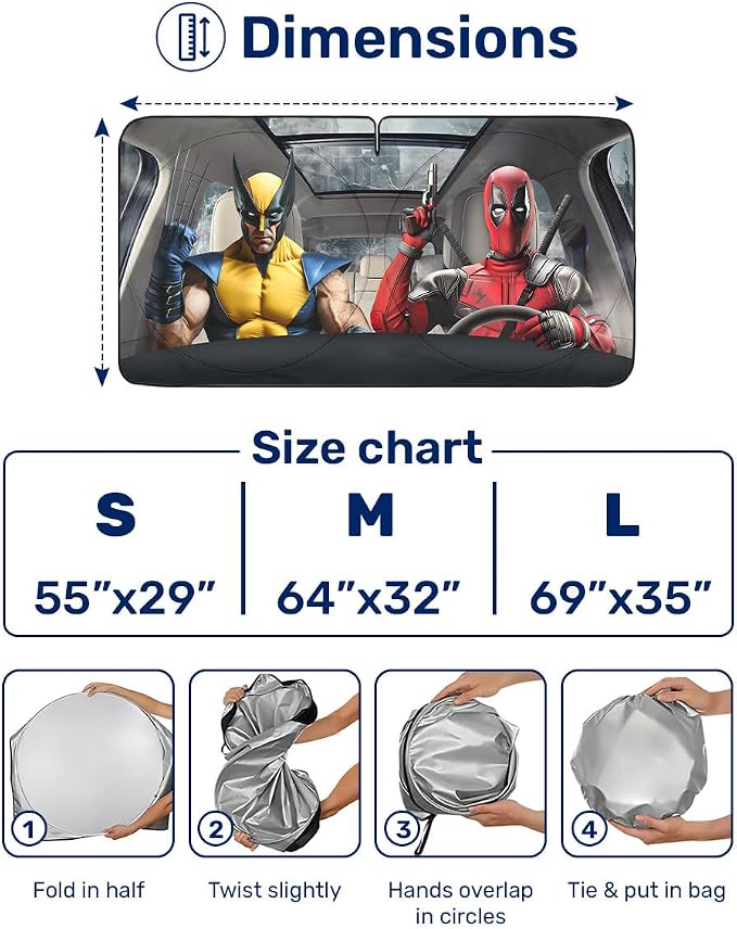 GENANY Funny Couple Movie Windshield Sun Shade for Car SUV Truck (69x35 Inches), Automobile Sunshade, Protector Blocks UV, Car Accessories