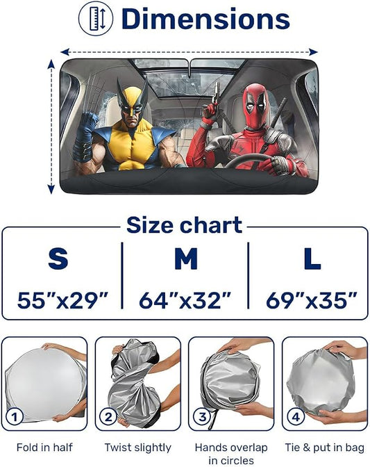 GENANY Funny Couple Movie Windshield Sun Shade for Car SUV Truck (64x32 Inches), Automobile Sunshade, Protector Blocks UV, Car Accessories