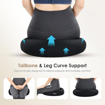 FLORICH Car Seat Cushion & Lumbar Support Pillow & Car Neck Pillow, Ergonomic Memory Foam Driving Seat Cushion for Back & Sciatica Pain Relief, Non-Slip Washable Cushion for Car, Driver, Office-Black