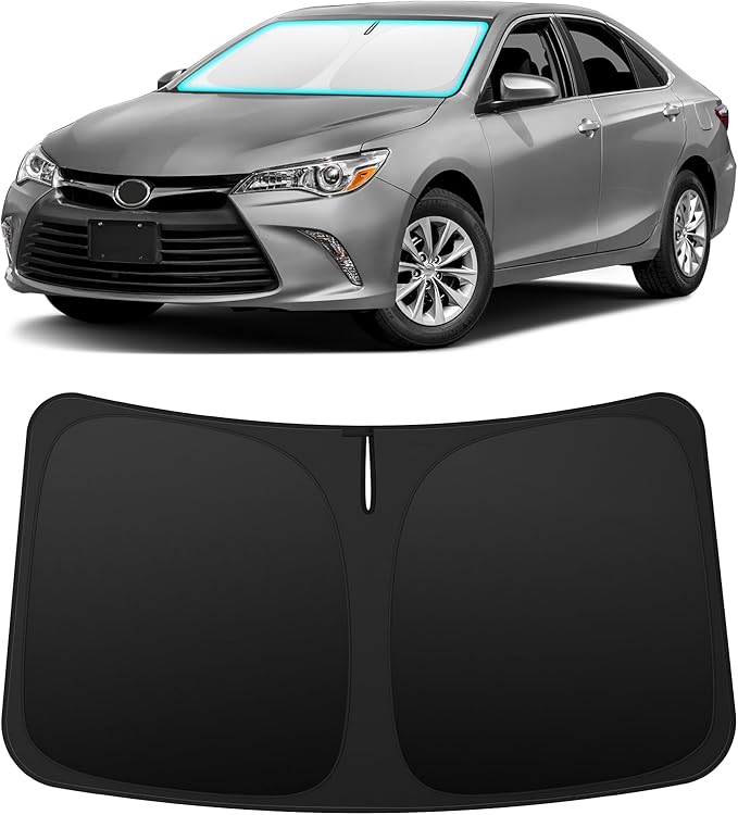 INSAUTO Custom Fit Windshield Sun Shade Accessories for Toyota Camry 2012-2017, Foldable Front Window Sunshade, UV & Heat Reflector, Keeps Interior Cool, Includes Storage Bag