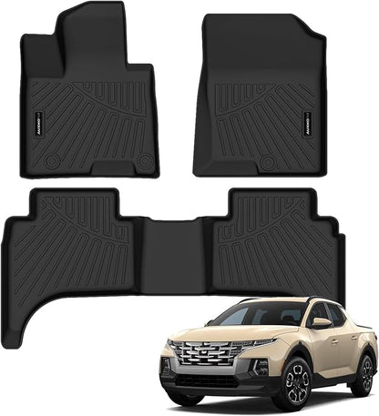 All Weather Floor Mat Fit for Hyundai Santa Cruz 2022-2025 2026 TPE Rubber Liners Santa Cruz Accessories All Season Guard Odorless Anti-Slip Liner Black