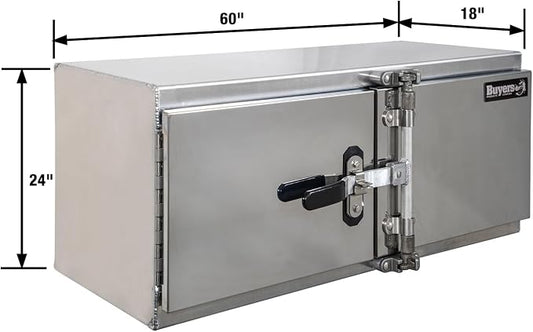Buyers Products 1763127 Smooth Aluminum Underbody Truck Tool Box With Cam Lock Stainless Steel Double Barn Door, 60 x 24 x 18 Inch, Made In The USA
