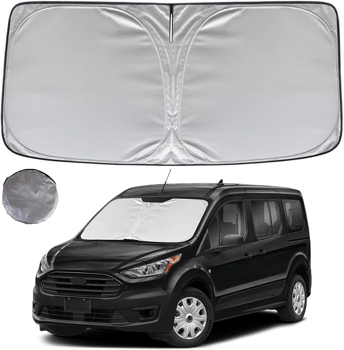 KAYZT Windshield Sun Shade for 2015-2025 2026 Ford Transit 150 250 350 350HD (Not for Transit Connect), Foldable Sunshade Front Window Custom Fit Car Accessories