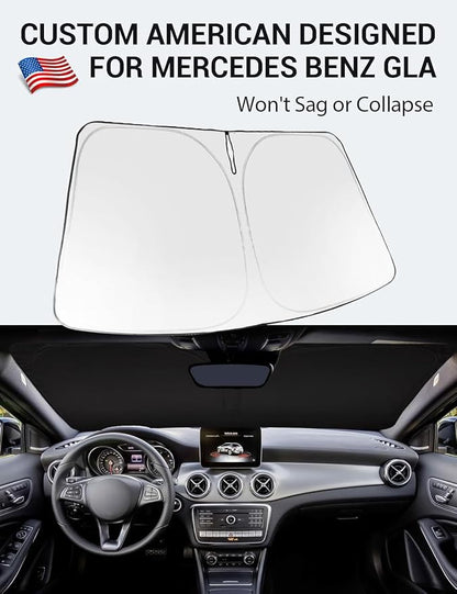 Proadsy 2026 Upgrade Windshield Sun Shade Custom Fit 2015-2020 GLA Foldable Front Sunshade Protector Sun Visor Blocks UV Rays Keep Car Cooler
