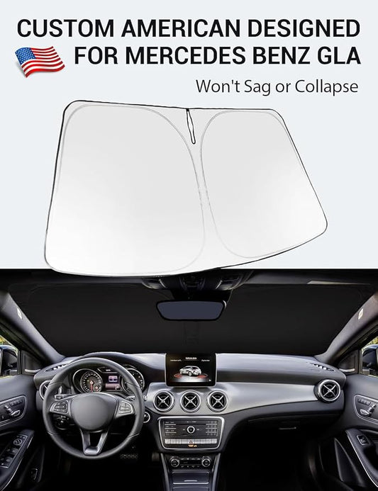 Proadsy 2026 Upgrade Windshield Sun Shade Custom Fit 2015-2020 GLA Foldable Front Sunshade Protector Sun Visor Blocks UV Rays Keep Car Cooler