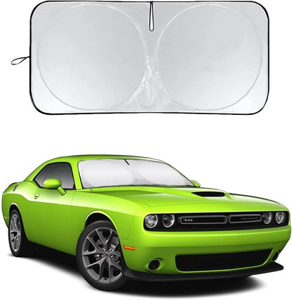 for Challenger Windshield Sun Shade Sunshade for 2019-2024 Dodge Challenger Coupe, SRT Hellcat, Redeye, GT, RT, TA Coupe, Widebody, SXT RT Scat Pack GT Windshield Cover Sun Visor Shield Accessories