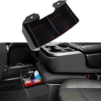 Center Console Hanging Organizer Box for Chevy Silverado/for GMC Sierra 1500 2019-2026 &for Silverado/Sierra 2500HD 3500HD 2020-2026,Jump Seat Accessories Fit Only Split-Bench Folding Seat
