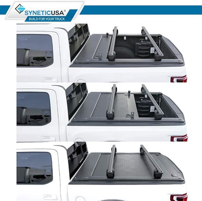 Syneticusa MR Retractable Truck Bed Cover with Crossbars for Ford F-150 2004–2026 | 5.5' (67”) Short Bed | Aluminum Hard Retractable Tonneau Cover | One-Person Installable | Waterproof, Low-Profile