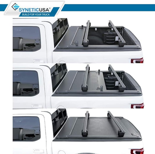 Syneticusa MR Retractable Truck Bed Cover with Crossbars for Ford F-150 2004–2026 | 5.5' (67”) Short Bed | Aluminum Hard Retractable Tonneau Cover | One-Person Installable | Waterproof, Low-Profile