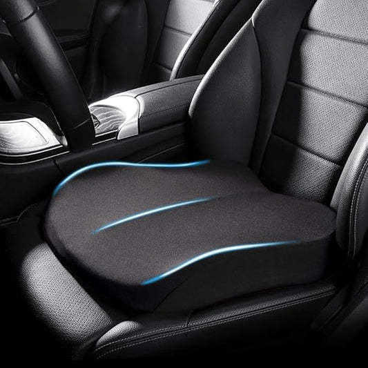 Adult Car Booster Seat Cushion, Car Seat Driver Height Boost Mat Memory Foam Car Seat Cushions Pad Improve Driving View Non-Slip 3D Office Chair Cushion Pressure Relief (Black)
