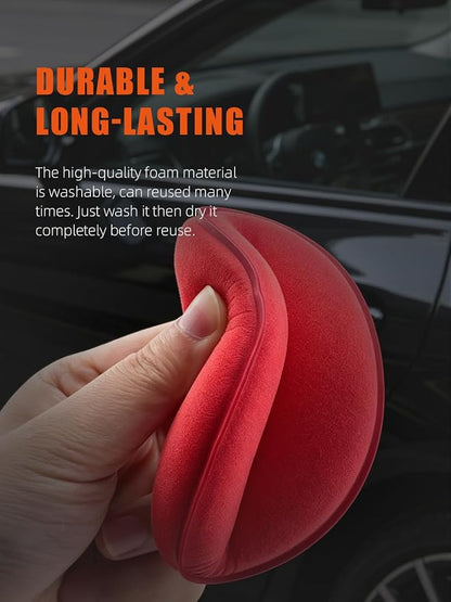 SPTA 10Pcs Foam Wax Applicator Pads, 4inch Hand Wax Pad(Red), Soft Car Detailing Sponges,Supreme Shine Pad, for Car Cleaning, for Car Detail Cleaning, Waxing pad