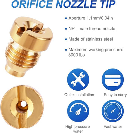 2 Sets 1.1mm Foam Cannon Orifice Kits, Stainless Steel Premium 0.04in Cannon Orifice Nozzles and Maker Meshes Kit Practical Replacement Part Accessories for Car Wash Snow Foam Lance (5 Layer)