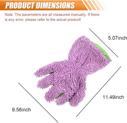 Craedli 2PCS Car Wash Mitts, Anti-Scratch Double Sided 5-Finger Microfiber Car Interior&Exterior Detailing Gloves, Soft Vehicle Chenille Dusting Mitt for Cleaning Wheel Tight Spot (Purple)