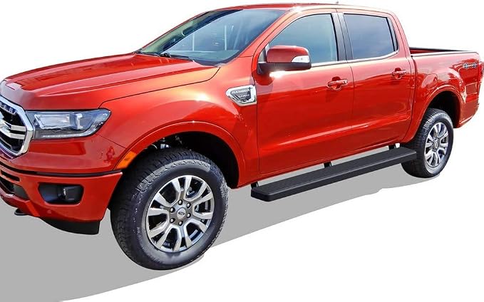 APS Running Boards (Nerf Bars Side Steps Step Bars) Compatible with Ford Ranger 2019-2026 SuperCrew Cab 4-Door (Stainless Steel Black Powder Coated 6 inches)