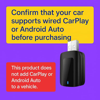 2025 Wireless CarPlay Adapter Convert Wired CarPlay to Wireless for iPhone & Android Auto Plug & Play USB Dongle with Upgraded Chipset, Low Latency, Fast Auto-Connect
