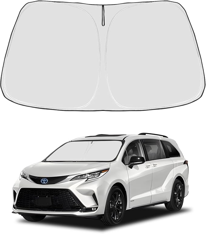Proadsy Windshield Sun Shade for Sienna Mini Van 2021-2025 2026 4-Layer Foldable Front Sunshade Protector Sun Visor Blocks UV Rays Keep Car Cooler