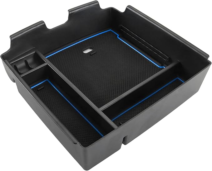 SKTU for 2022-2024 2025 2026 Kia Carnival Center Console Organizer 2022-2024 2025 2026 Carnival Accessories Insert ABS Materials Tray 2024 2025 2026 Carnival Console Tray with Coin and USB Hole (Blue)