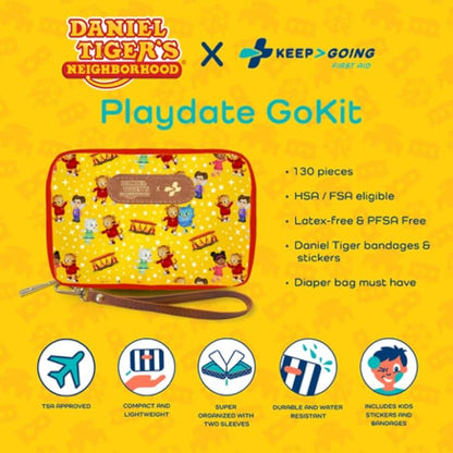 KeepGoing Daniel Tiger’s Travel First Aid Kit for Kids – 130 Pc. for Car, Home, Purse, Diaper Bag & Backpack with Latex-Free Bandages - Mini First Aid Kit Travel Size TSA-Approved