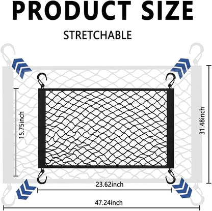 Cargo Net for SUV,Upgraded Highly Elastic Truck Cargo Net with Trunk Net Hooks - Stretch to 47.24" x31.48,Premium Truck Bed Netting for Cargo for Car Organizer and Storage (23.6"x15.7")