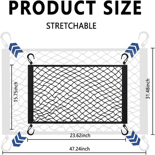 Cargo Net for SUV,Upgraded Highly Elastic Truck Cargo Net with Trunk Net Hooks - Stretch to 47.24" x31.48,Premium Truck Bed Netting for Cargo for Car Organizer and Storage (23.6"x15.7")
