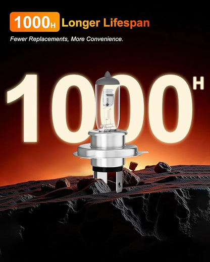 9003/H4 Halogen Headlight Bulb, 12V 55W Head Lamps, 4000 Lumens, 3800K，H4 Head Light Bulbs for Car, High and Low Beam，Automotive Light Bulbs，Pack of 2