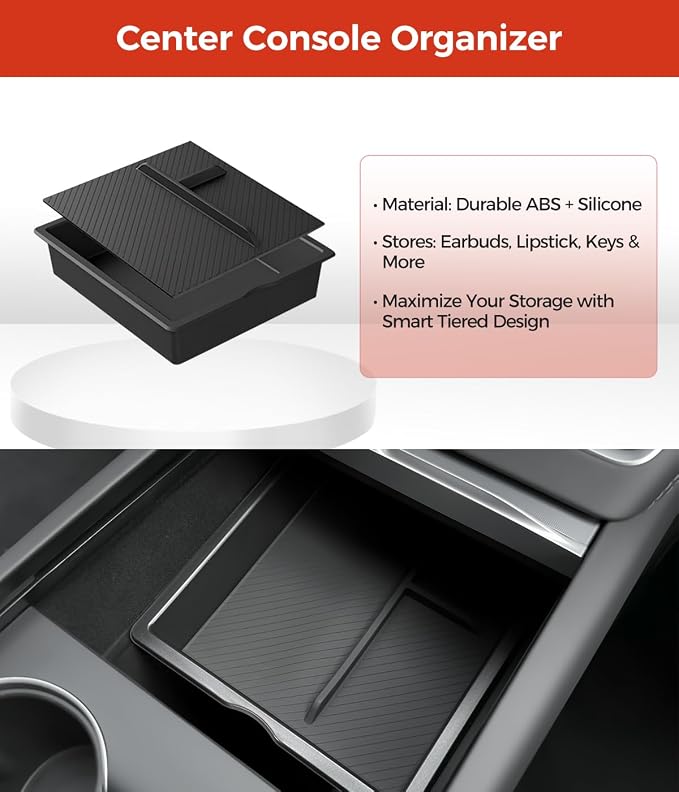 Center Console Organizer 1PCS Compatible with Tesla Model Y Juniper2026, Interior Accessories for New Model Y/3 2025