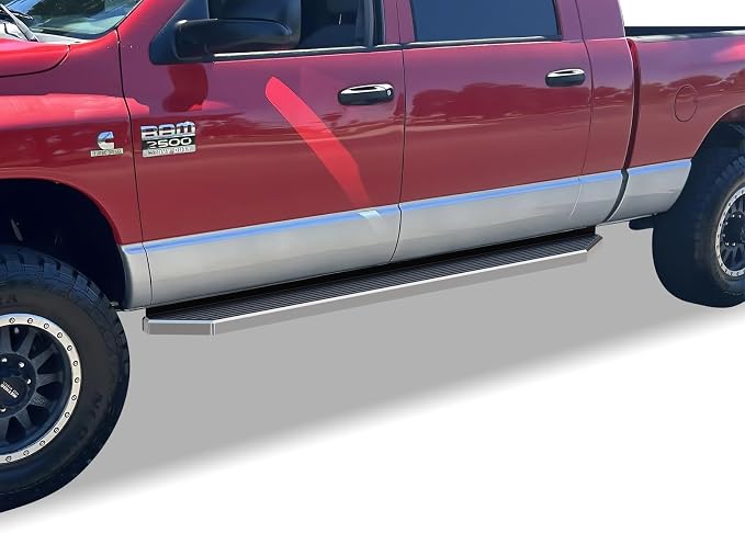 APS 6in 304 Stainless Steel (Polished Flat Style) Running Boards Side Bars Side Steps Compatible with Dodge Ram 1500 2006-2008 Mega Cab & Ram 2500 3500 2006-2009