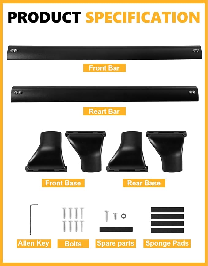 Tuyoung 300lbs Roof Racks Cross Bars Compatible with Chevrolet Chevy Bolt EUV & EV 2017-2026 Bolt-EUV, Heavy Duty Aluminum Crossbar Roof Rail Cargo Carrier Rooftop Car Black Accessories
