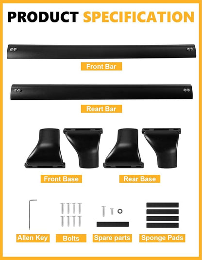 Tuyoung 300lbs Roof Racks Cross Bars Compatible with Chevrolet Chevy Bolt EUV & EV 2017-2026 Bolt-EUV, Heavy Duty Aluminum Crossbar Roof Rail Cargo Carrier Rooftop Car Black Accessories