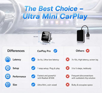 2-in-1 Wireless CarPlay Adapter for iPhone iOS & Android 11+, Plug and Play, Fast Auto-Connect, Realtek 8730E Chip Stable & No Latency, Wired to Wireless Adapter with USB-A/Type-C Port (CT106)