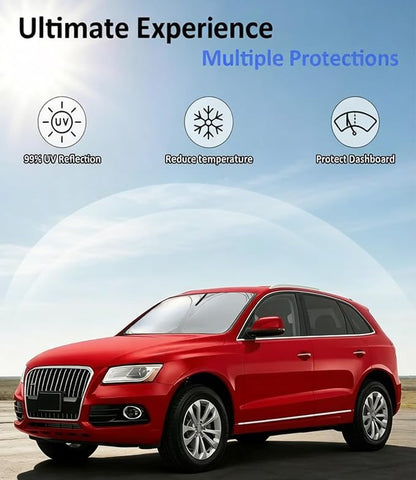 Windshield Sun Shade for Audi Q5 2014-2017 Accessories, Car Front Window Sun Visor & Heat Shield | 240T Sunshade Protection Blocks UV Rays Keep Your Car Cooler