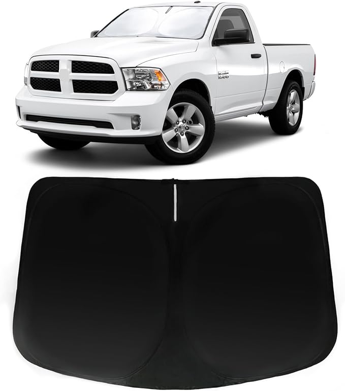 Windshield Sun Shade for 2011-2018 Dodge Ram 1500, Car Front Window Sunshade with 240T Sun Visor Protector Blocks UV Rays Heat Sun Shield Accessories