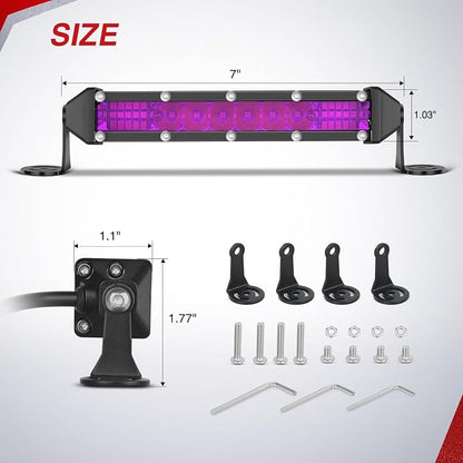 Nilight Slim LED Light Bar 2Pcs 7 Inch 16LED Single Row Spot Flood Combo Purple Off Road Driving Decoration Neon Hunting Lighting for 12V 24V ATV UTV Pickup Truck Tractor