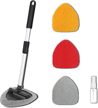 Car Window Cleaner, Car Cleanser Brush, Car Accessories Car Cleaning Supplies Tools, Car Cleaning Kit with Extendable Handle, Microfiber Cloth, Spray Bottle, Fits All Cars
