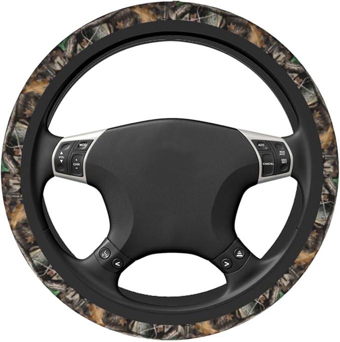 Forest Camo Steering Wheel Cover Camo Leaf Steering Wheel Cover for Men Women Anti-Slip Elastic Breathable Neoprene Steering Wheel Protective Cover 15in Universal Car Accessories for Cars, Auto, SUVs