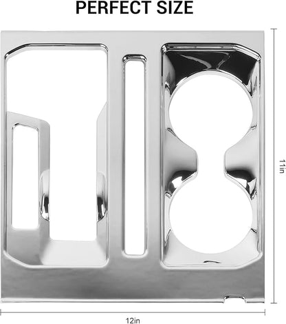 Jimen Compatible with Ford F150 2021-2025, Center Console Gear Shift Panel Trim Cover (Chrome)