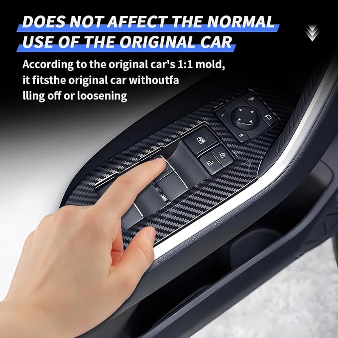 Car Door Power Window Lift Switch Protection Panel for Toyota RAV4 2019 2020 2021 2022 2023 2024 2025 Auto Interior Decor Accessories Armrest Side Pull Handle Trim Cover Carbon Fiber Style Kit