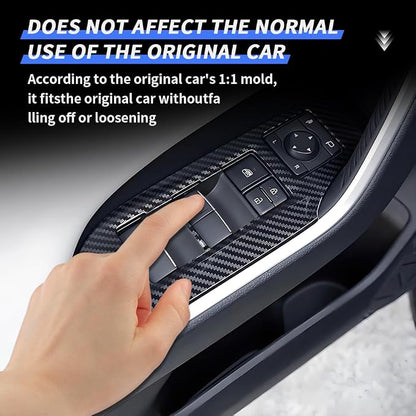Car Door Power Window Lift Switch Protection Panel for Toyota RAV4 2019 2020 2021 2022 2023 2024 2025 Auto Interior Decor Accessories Armrest Side Pull Handle Trim Cover Carbon Fiber Style Kit