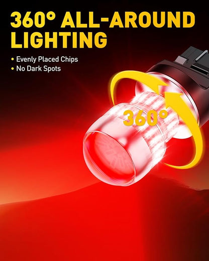 AUXITO Upgraded 7440 7443 LED Bulb Red for Tail Lights Brake Lights, Super Bright T20 W21W 7441 7444 LED Replacement for Stop Tail Brake Signal Lights, Pack of 2