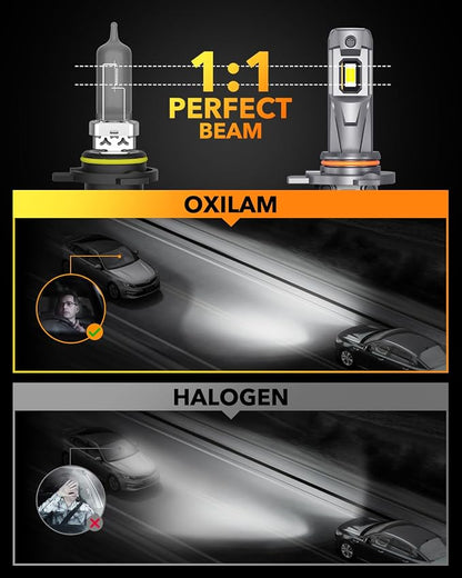 OXILAM 9012 Bulb, 30000 Lumens 800% Brighter, 6500K White Hir2 Fog Halogen Replacement, 60000 Hours Lifespan, IP68, Plug and Play, Pack of 2