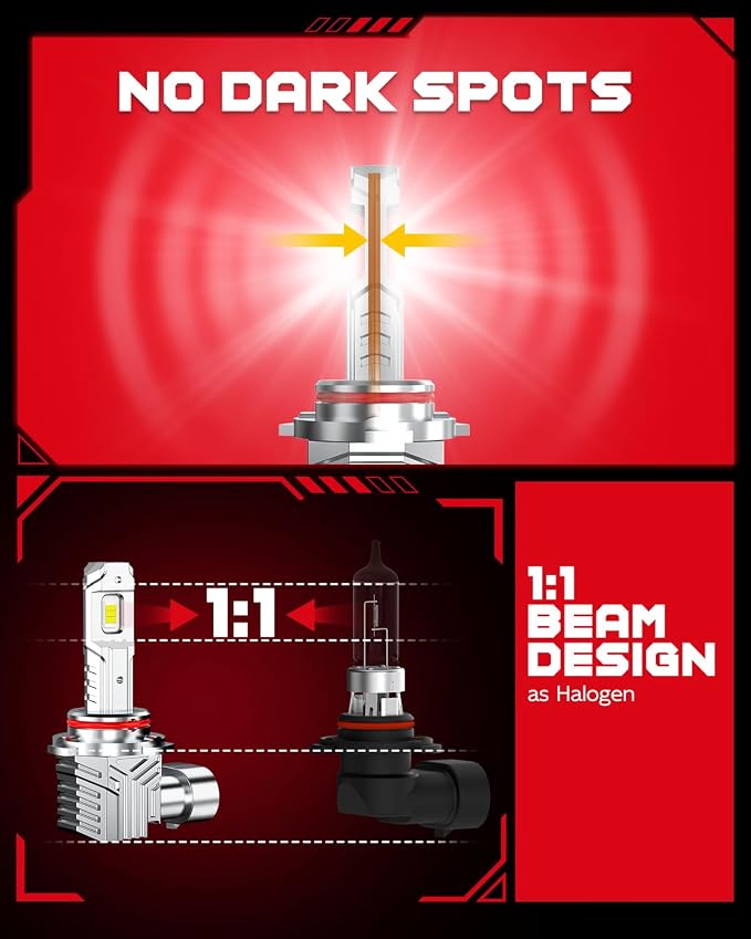 TOPIK T6 9005 Fog Light Bulbs, Upgrade Halogen Bulbs, 300% Brighter, 6000K, Plug and Play