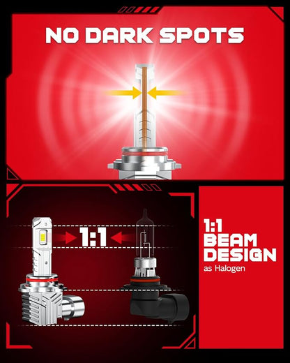 TOPIK T6 9005 Fog Light Bulbs, Upgrade Halogen Bulbs, 300% Brighter, 6000K, Plug and Play