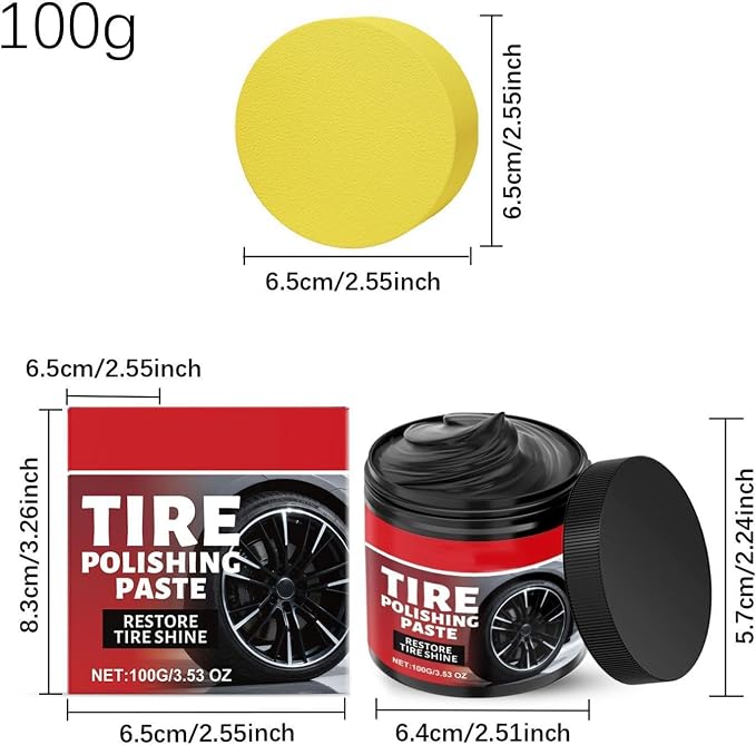 Auto Wheel Polishing Paste, Tyre Shine for Cars, Vehicle Polishing Product with Protective Gloss Shield, Viscous Conditioning Paste, Truck RV SUV Compound with Resilient Curing Agents, Collectors Shop