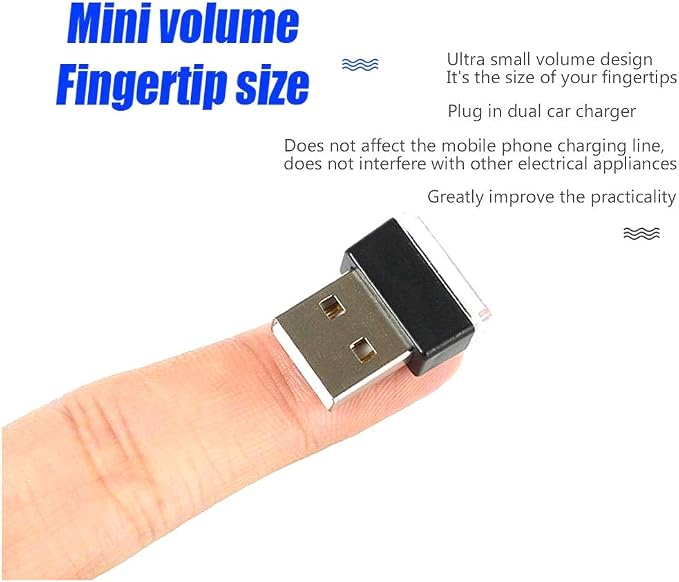 iJDMTOY Amber Yellow USB Plug-in Miniature/Nano LED Car Interior Ambient Accent Lighting Kit