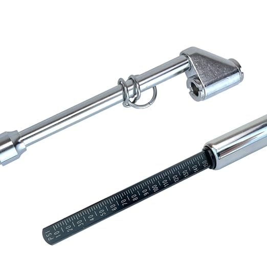 Haltec GA-185S Dual Foot 180 Degree Chrome Service Tire Air Gauge. Measures 10-150 PSI in 2 PSI Increments with Metal Indicator Bar.