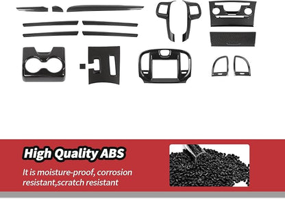 JeCar 17pcs Full Set Carbon Fiber Interior Trim Accessories for 2011-2014 Chrysler 300/300C - Center Console, Dashboard, Rear Cup Holder Panel Decoration Upgrade