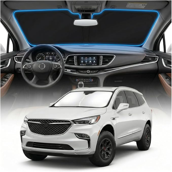 for Buick Enclave Sun Shade Windshield Cover - Custom Fit Enclave Accessories 2018-2024 2025 Sunshade Foldable UV Protection & Heat Shield Sun Visor Accessories